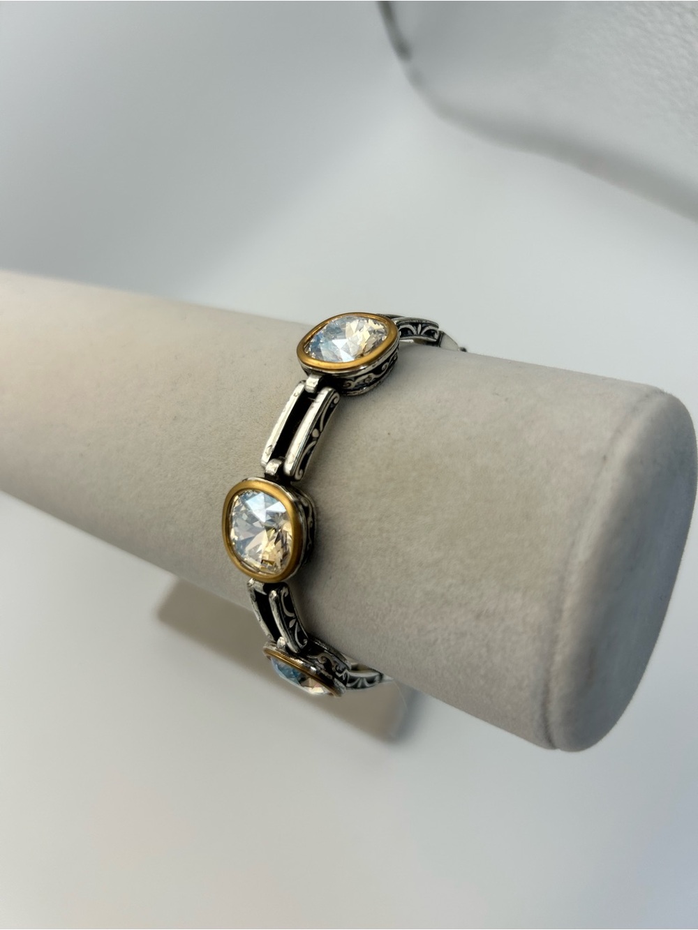 Brighton Venusian Bracelet - Clear Crystals Two-tone Gold Silver Plated Retired - Picture 4 of 10